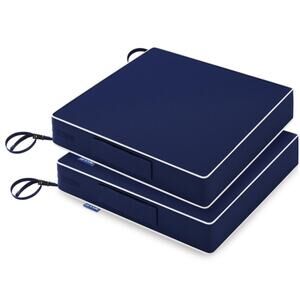 MIULEE 19 x 19 x 3 Outdoor Chair Cushions with Adjustable Straps Set of 2